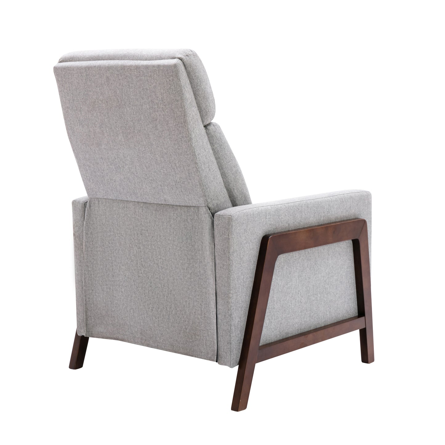 Solid Ash Wood-Framed Upholstered Recliner Chair Adjustable，Gray