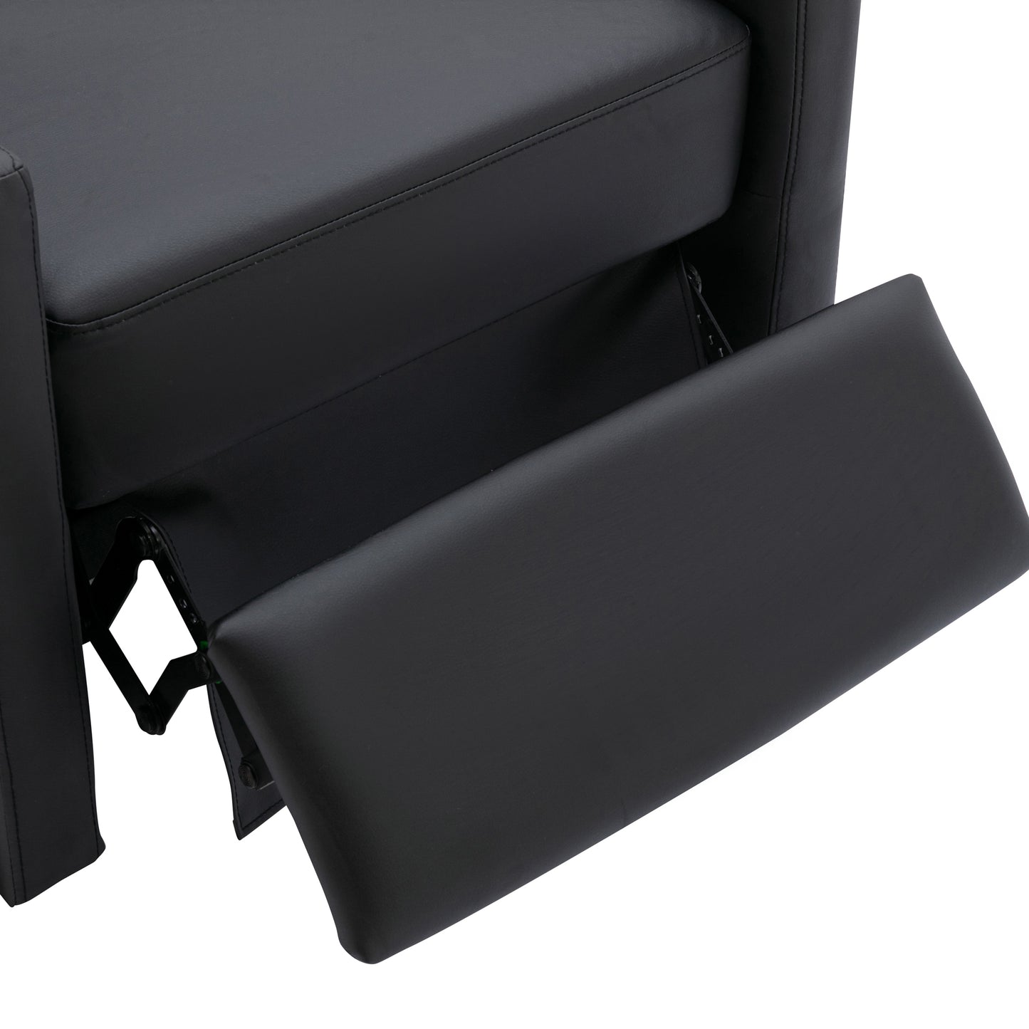 Solid Ash Wood-Framed PU Leather Recliner Chair Adjustable，Black