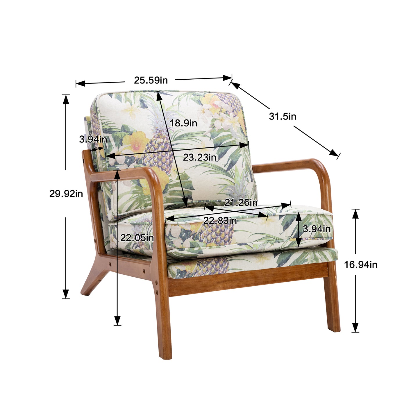 La Paz, Wood Frame Armchair,  Modern Accent Lounge Chair