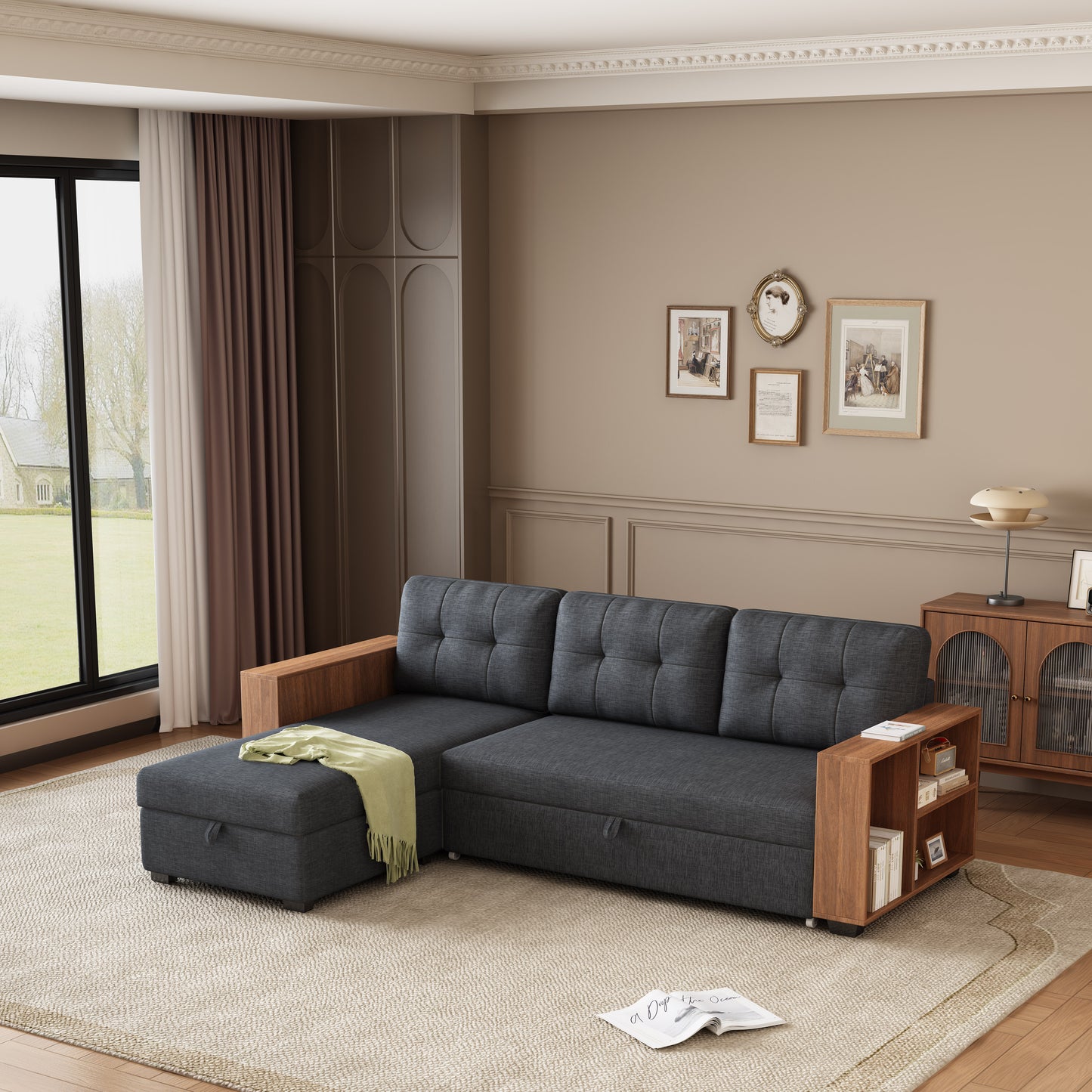 "Vera" Sectional Sofa with Storage and Shelves