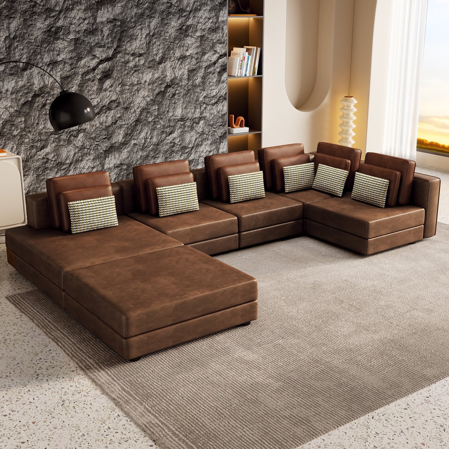 Basit Collection Sectional Lounge Sofa with Ottoman