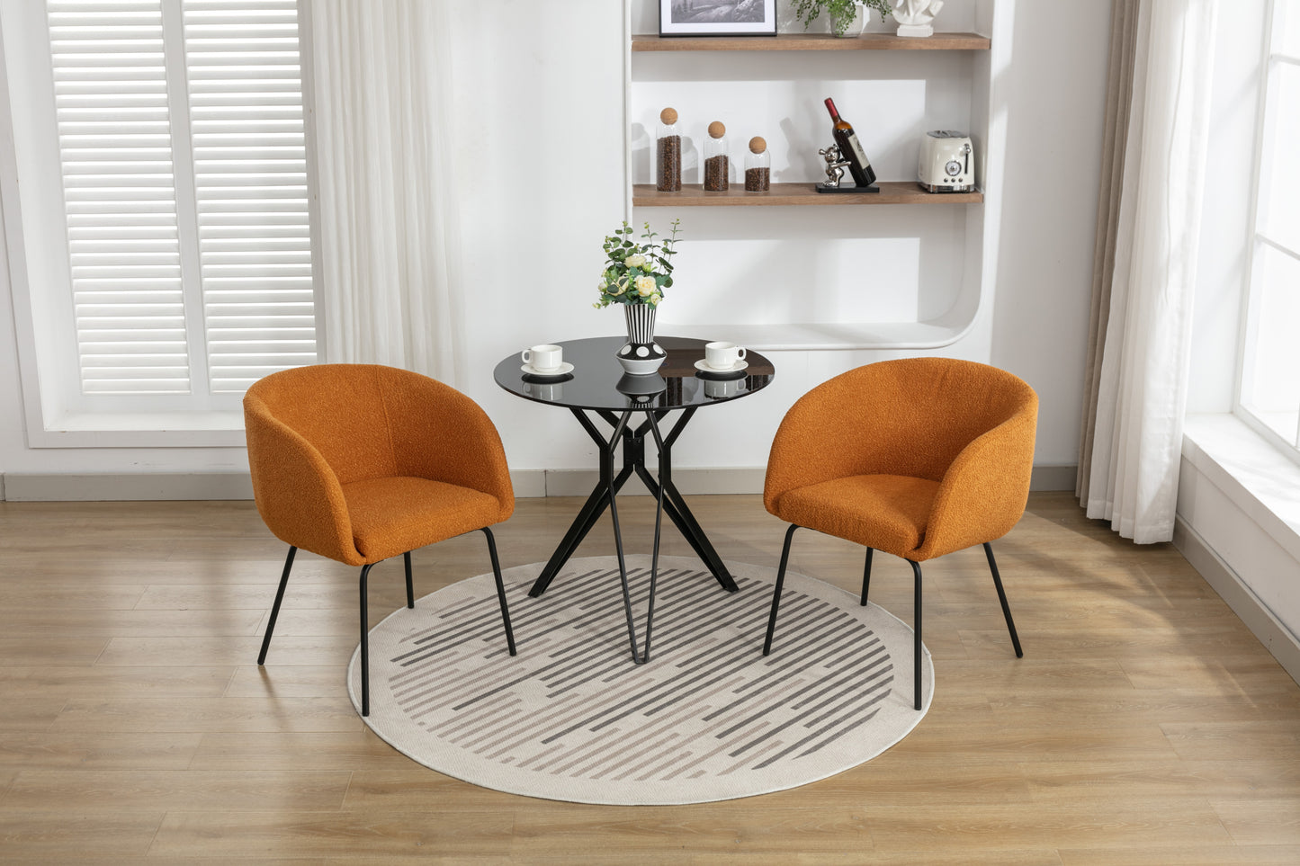 "FARO" Boucle Dining Chair with Metal Legs (Set of 2)