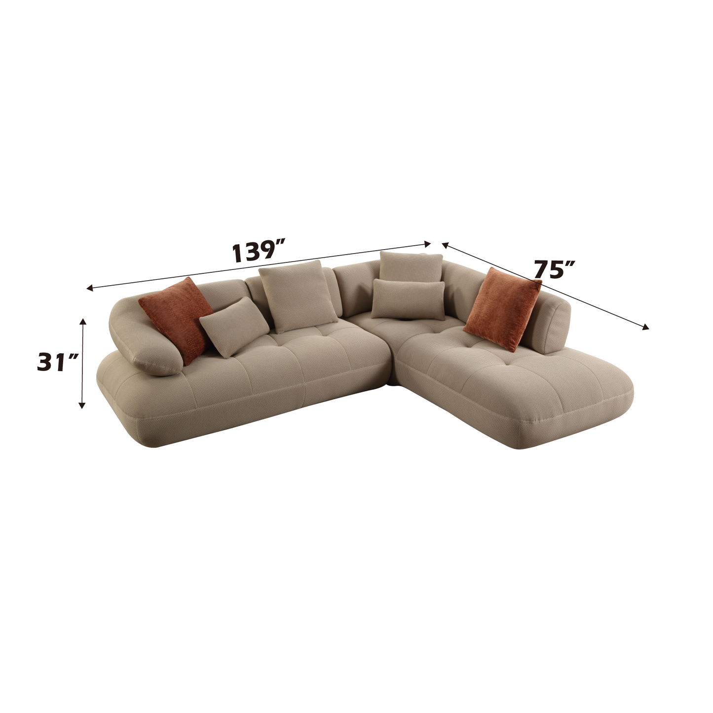 "Duran" Modern Sectional Sofa with Pillows