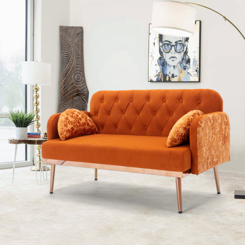 "Jolene" Luxury Velvet Loveseat with 2 Pillows