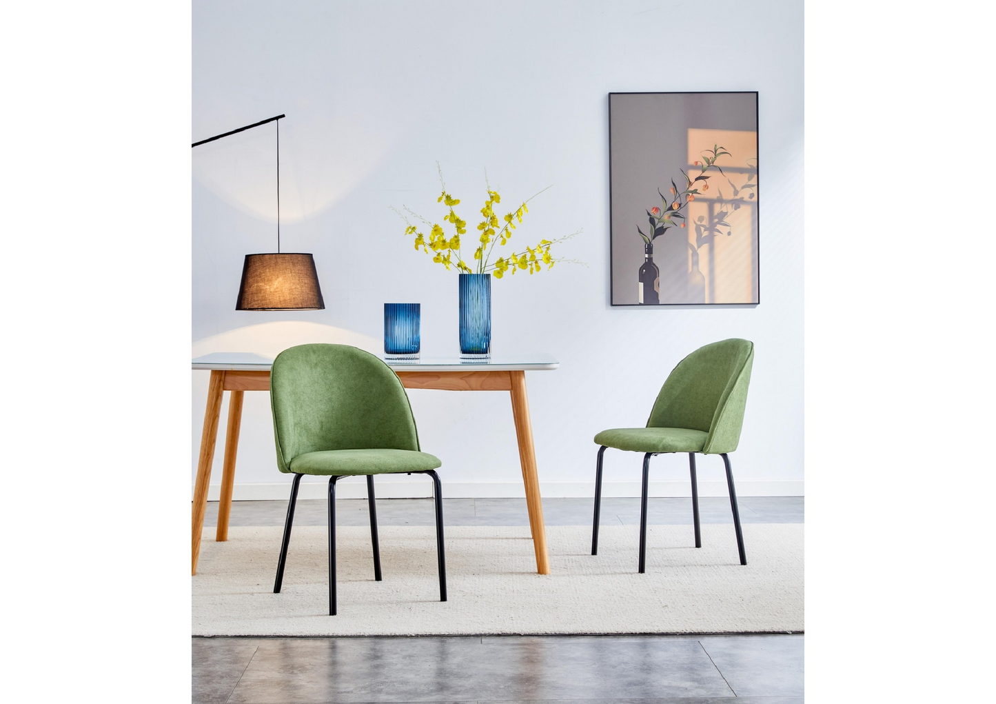 "MARVIN" Modern Dining Chair, Avocado Green. Set of 2