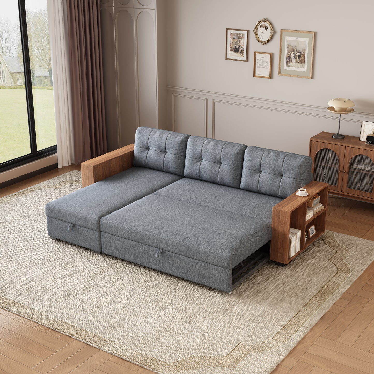 "Vera" Sectional Sofa with Storage and Shelves