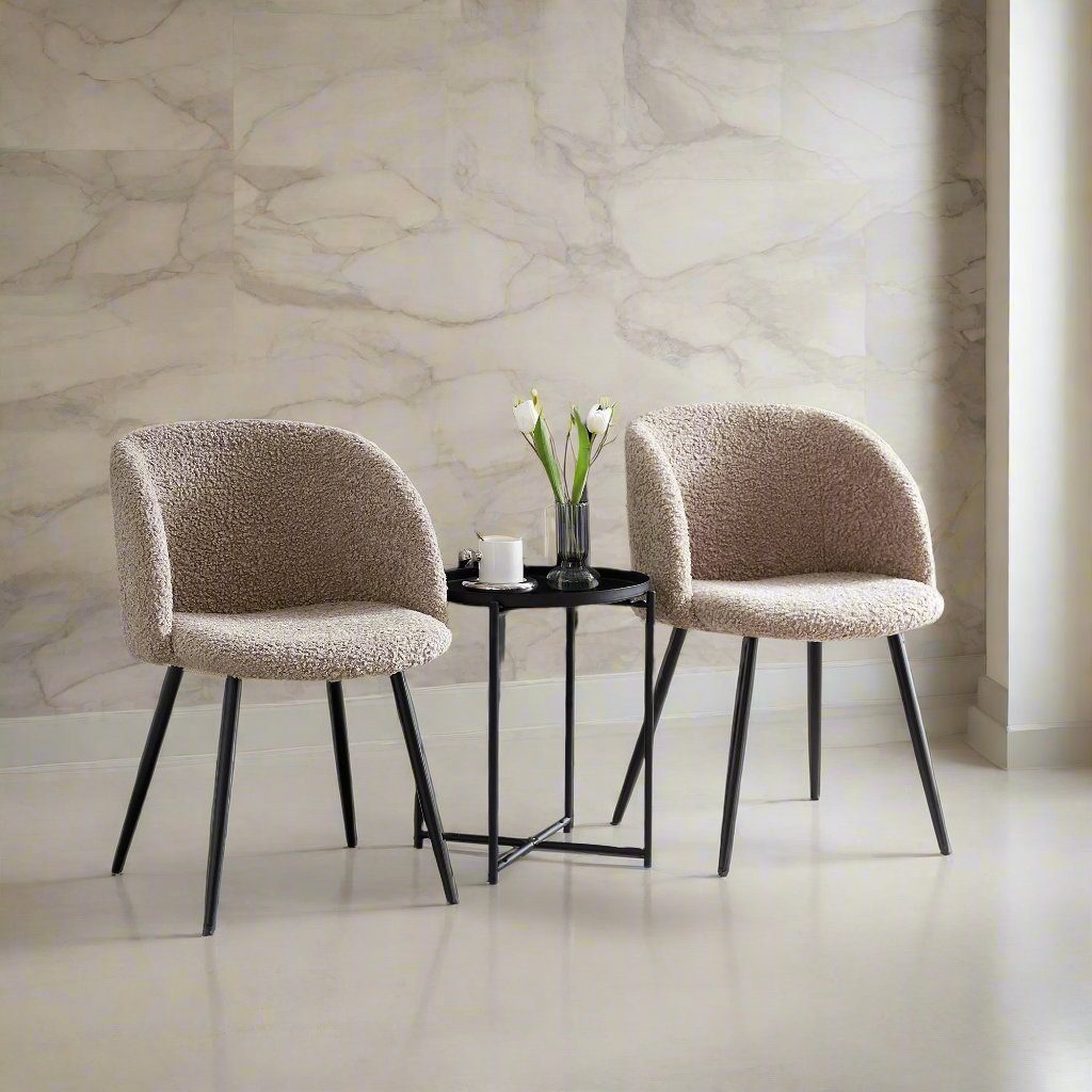 "Felicia" Upholstered Eco Fur Dining Armchair (set of 2)