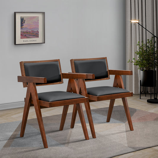 "ARNE" Black Leather Dining Chair (Set Of 2)