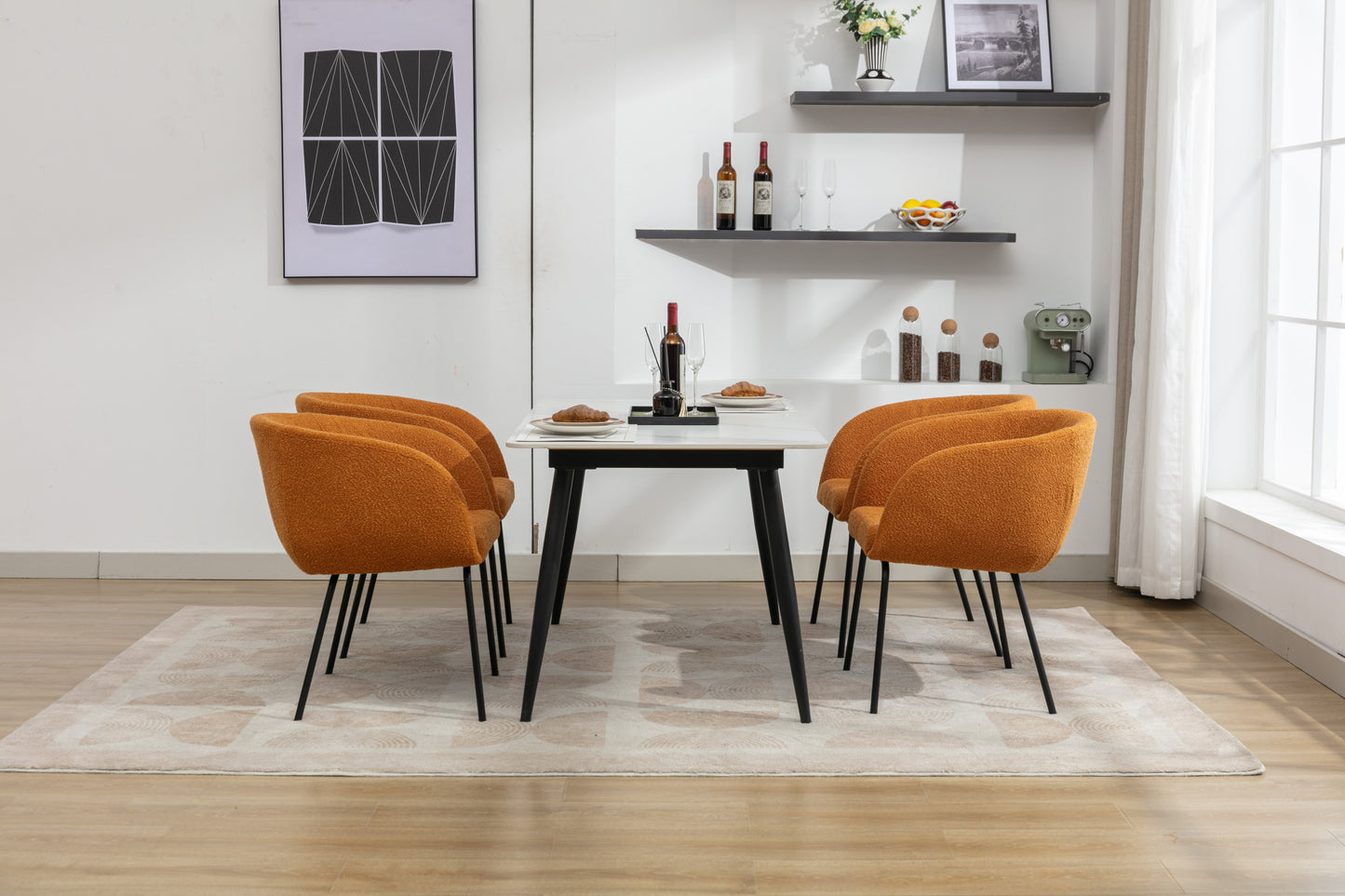 "FARO" Boucle Dining Chair with Metal Legs (Set of 2)