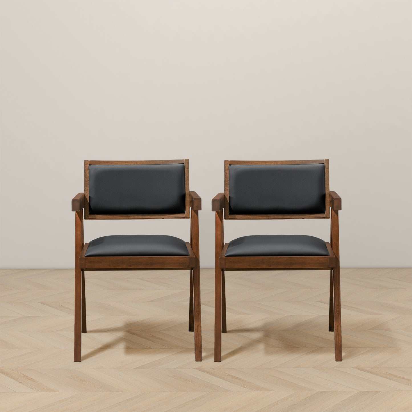 "ARNE" Black Leather Dining Chair (Set Of 2)