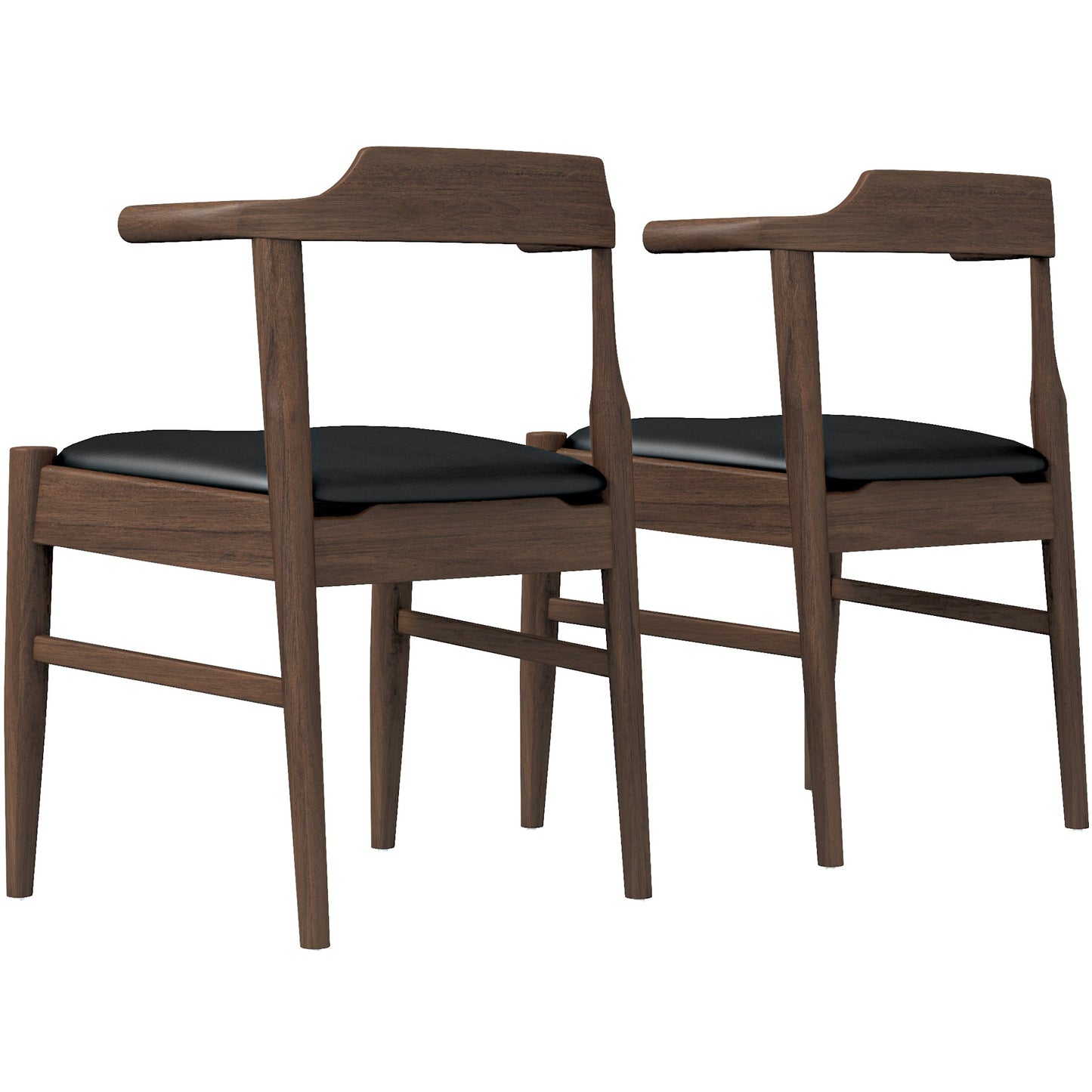 "PAUL" Mid-Century Modern Leather Dining Chair (Set of 2)