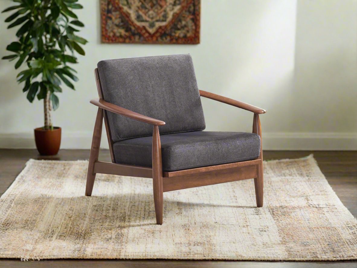 "PELINE" Accent Armchair in Charcoal Gray