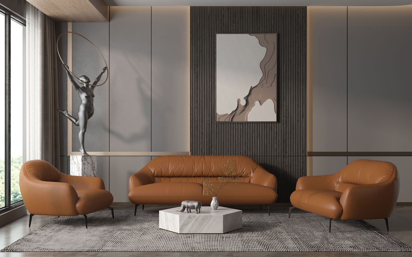 "Lorenzo" Modern Leather Couch