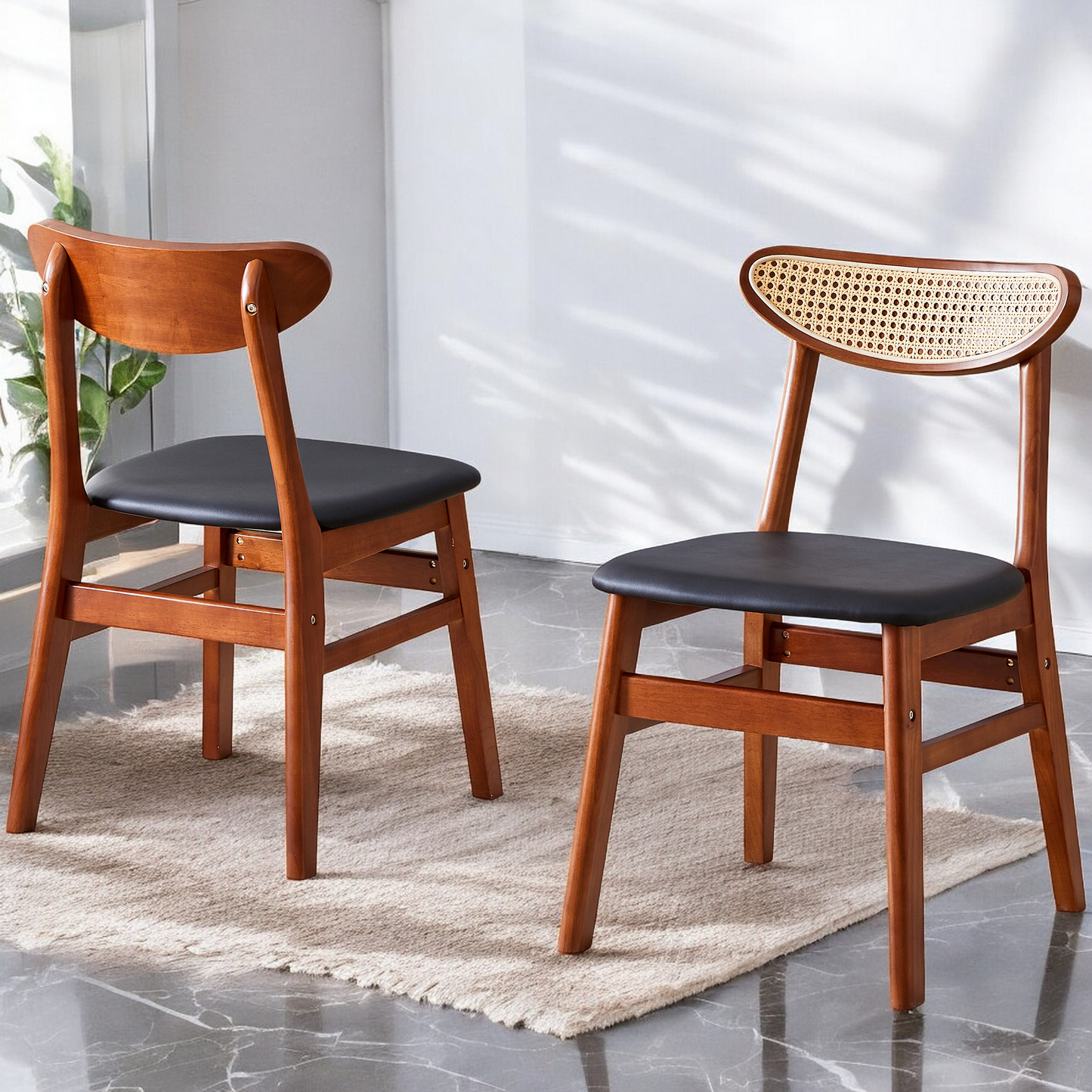 "SATOR" Solid Wood Dining Chair with Ratan (Set of 2)