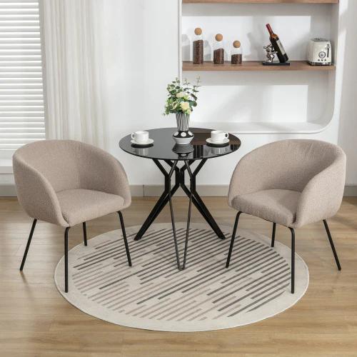 "FARO" Boucle Dining Chair with Metal Legs (Set of 2)