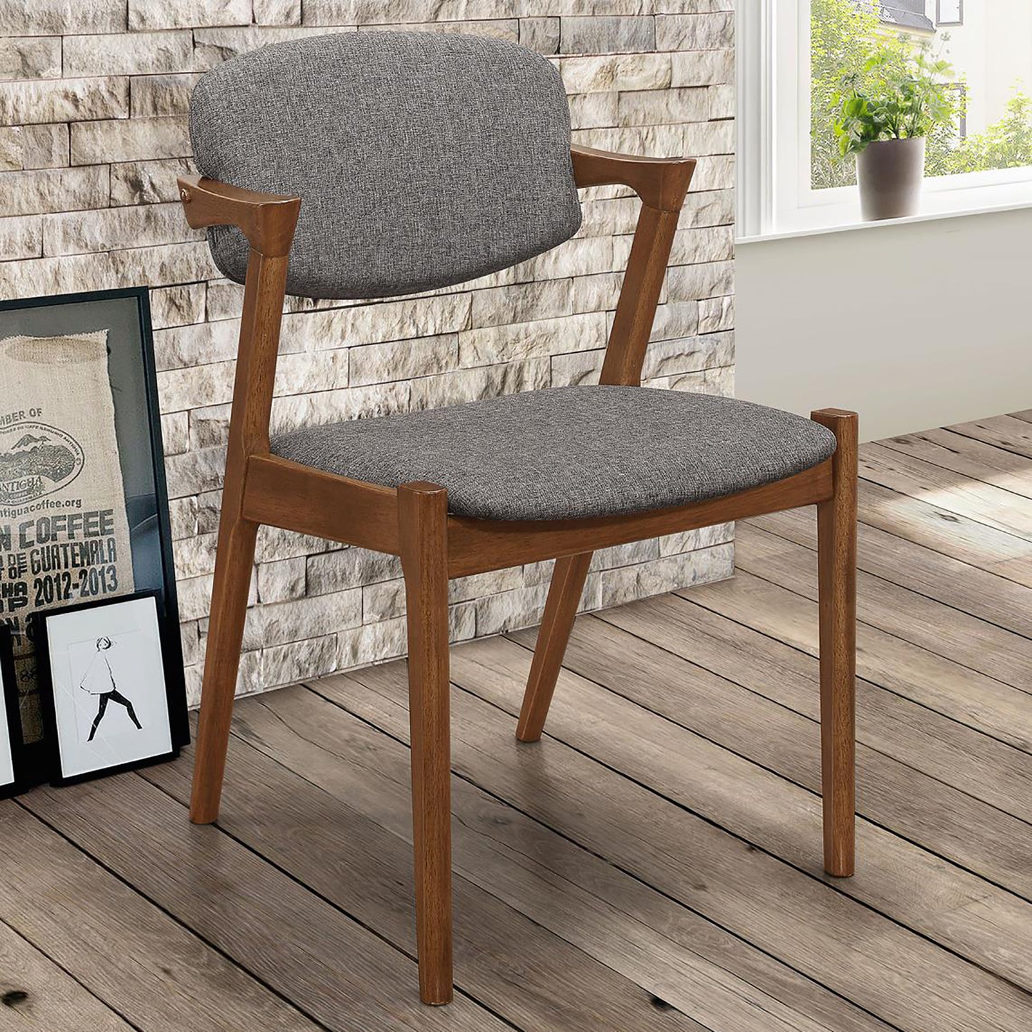 "JUNO" Dark Walnut Dining Chair in Mid-Century Modern(Set of 2)