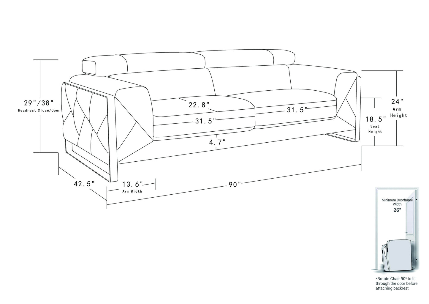 "Pescara" Italian Leather Sofa