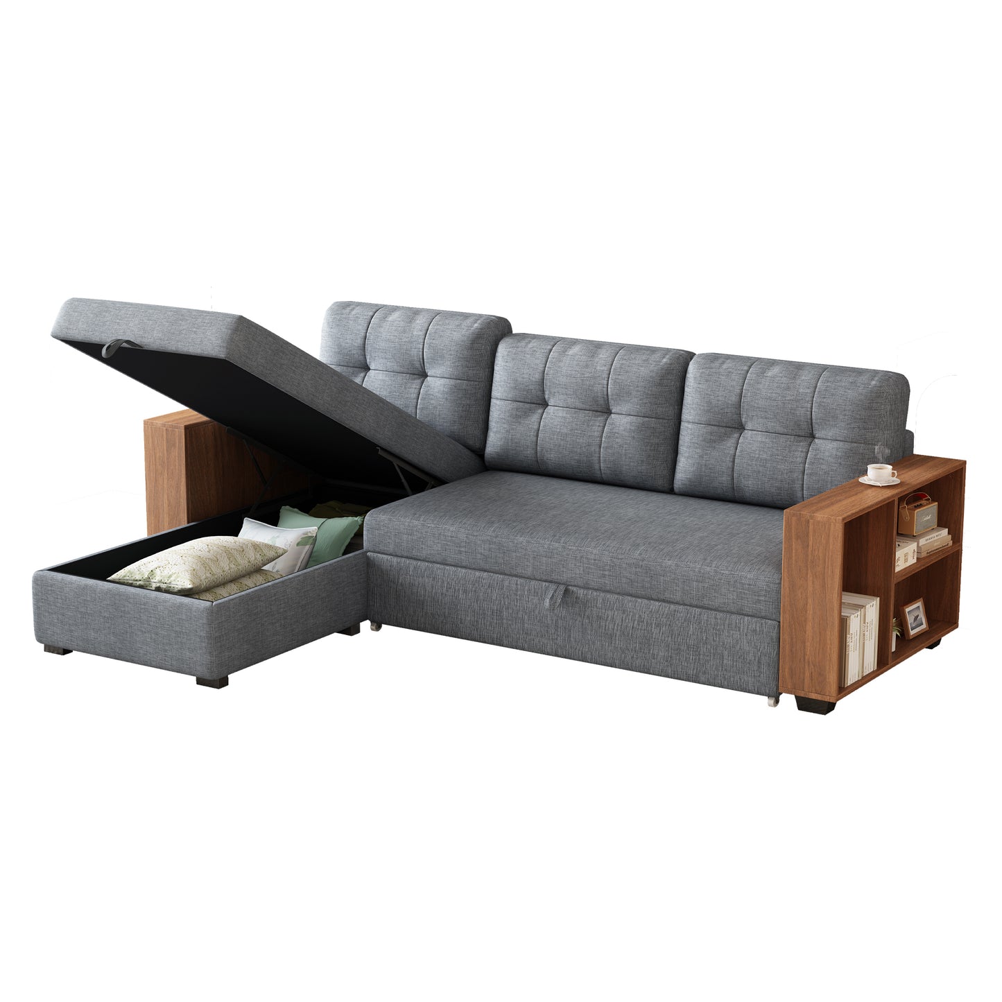 "Vera" Sectional Sofa with Storage and Shelves