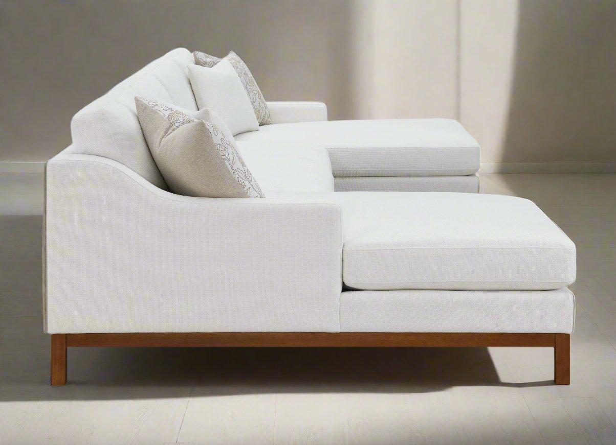 "TAHTA" Sectional Sofa in Ivory Chenille