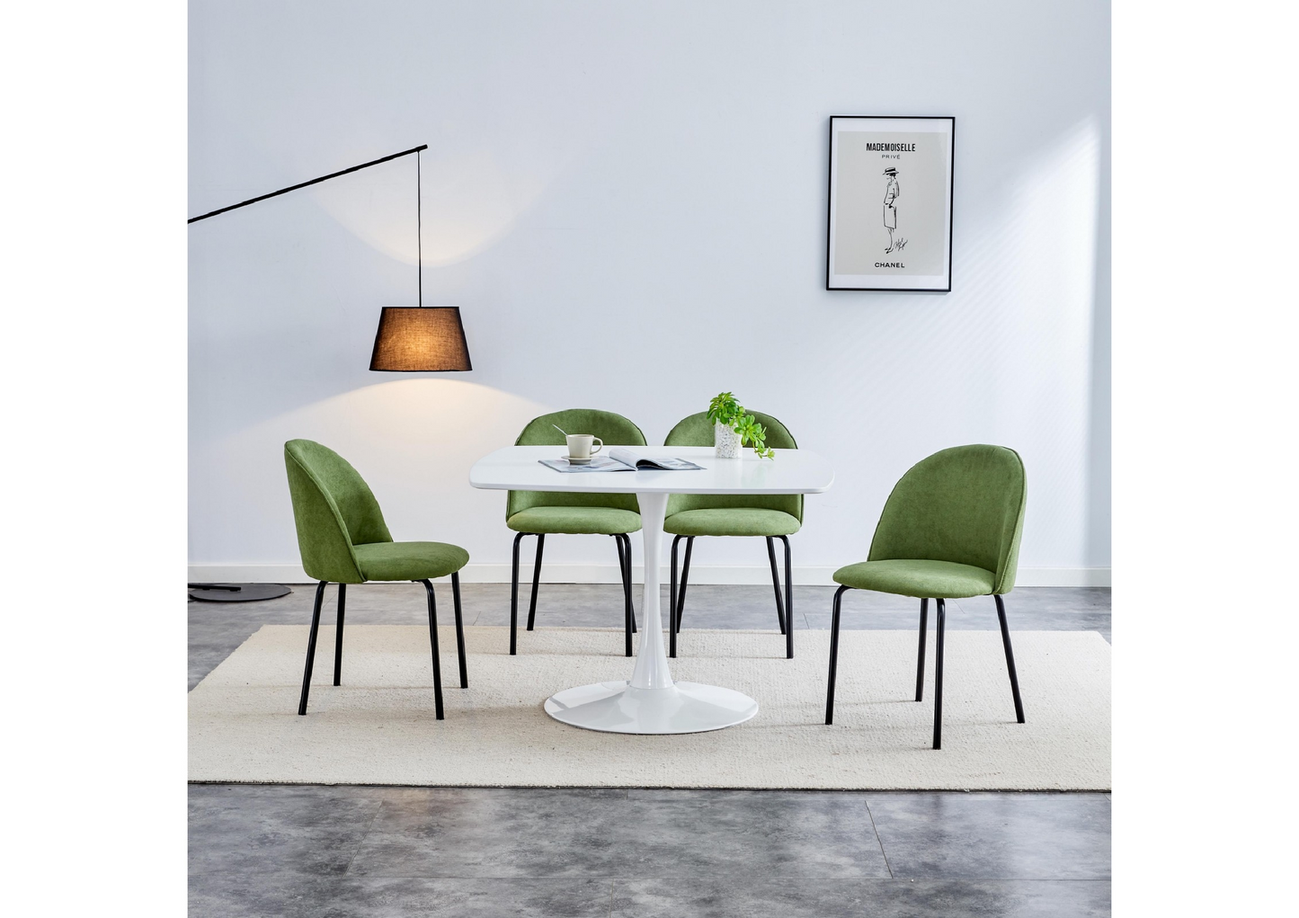 "MARVIN" Modern Dining Chair, Avocado Green. Set of 2