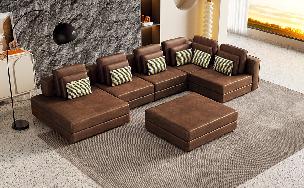 Basit Collection Sectional Lounge Sofa with Ottoman