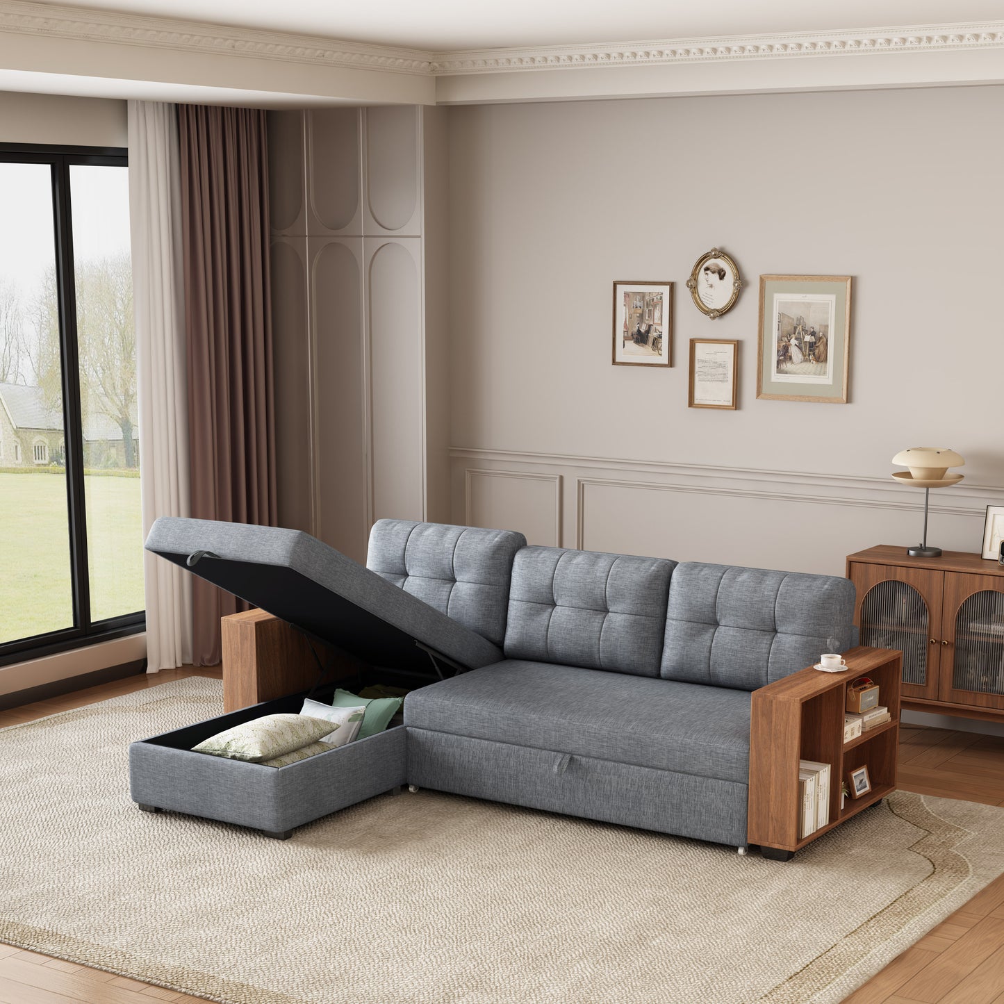 "Vera" Sectional Sofa with Storage and Shelves