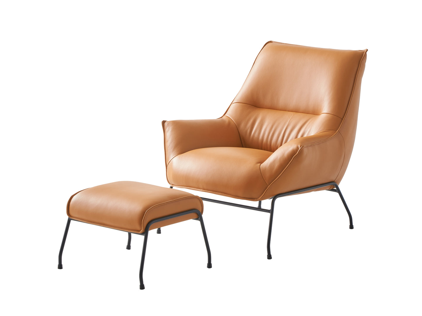 "Cemal"Leather Accent Chair with Ottoman