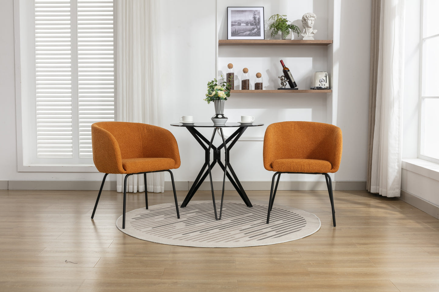 "FARO" Boucle Dining Chair with Metal Legs (Set of 2)