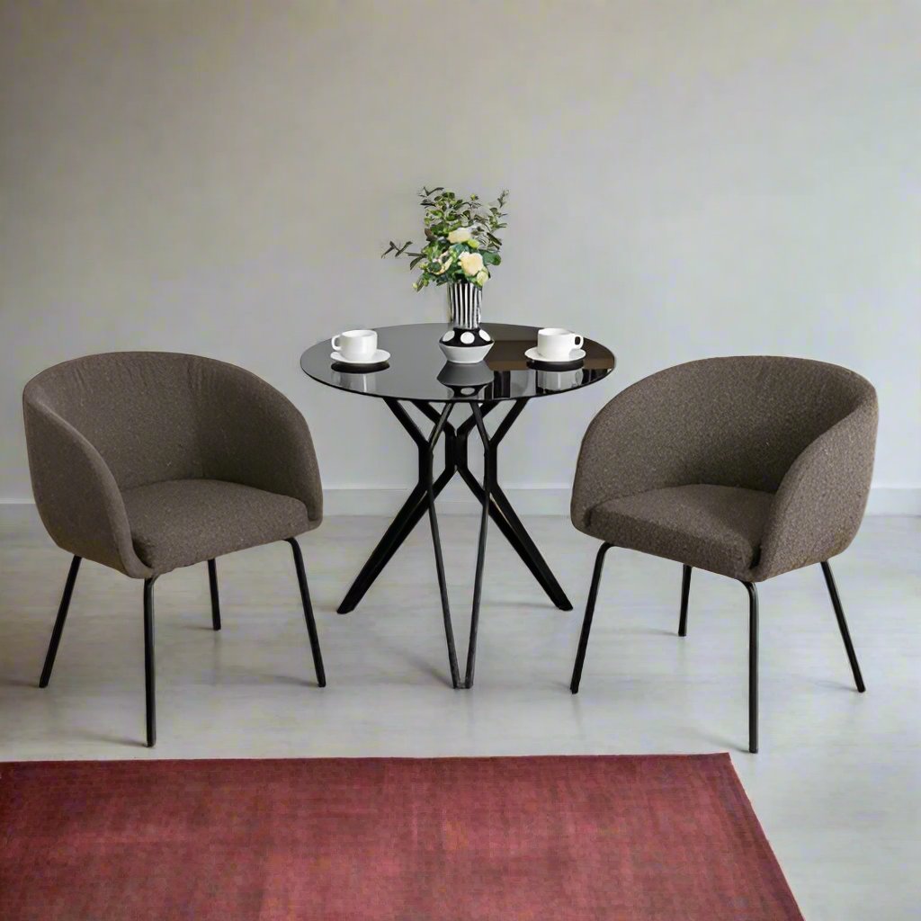 "FARO" Boucle Dining Chair with Metal Legs (Set of 2)