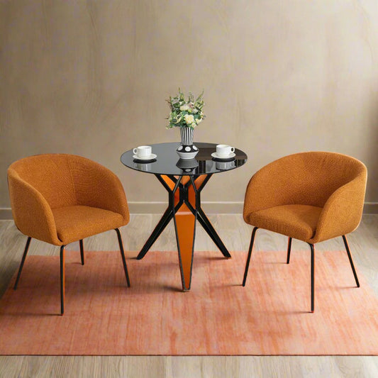 "FARO" Boucle Dining Chair with Metal Legs (Set of 2)