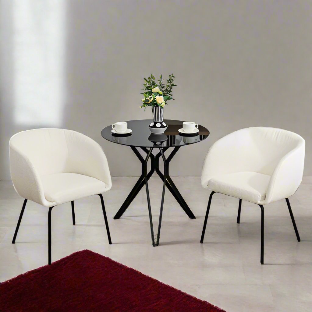 "FARO" Boucle Dining Chair with Metal Legs (Set of 2)