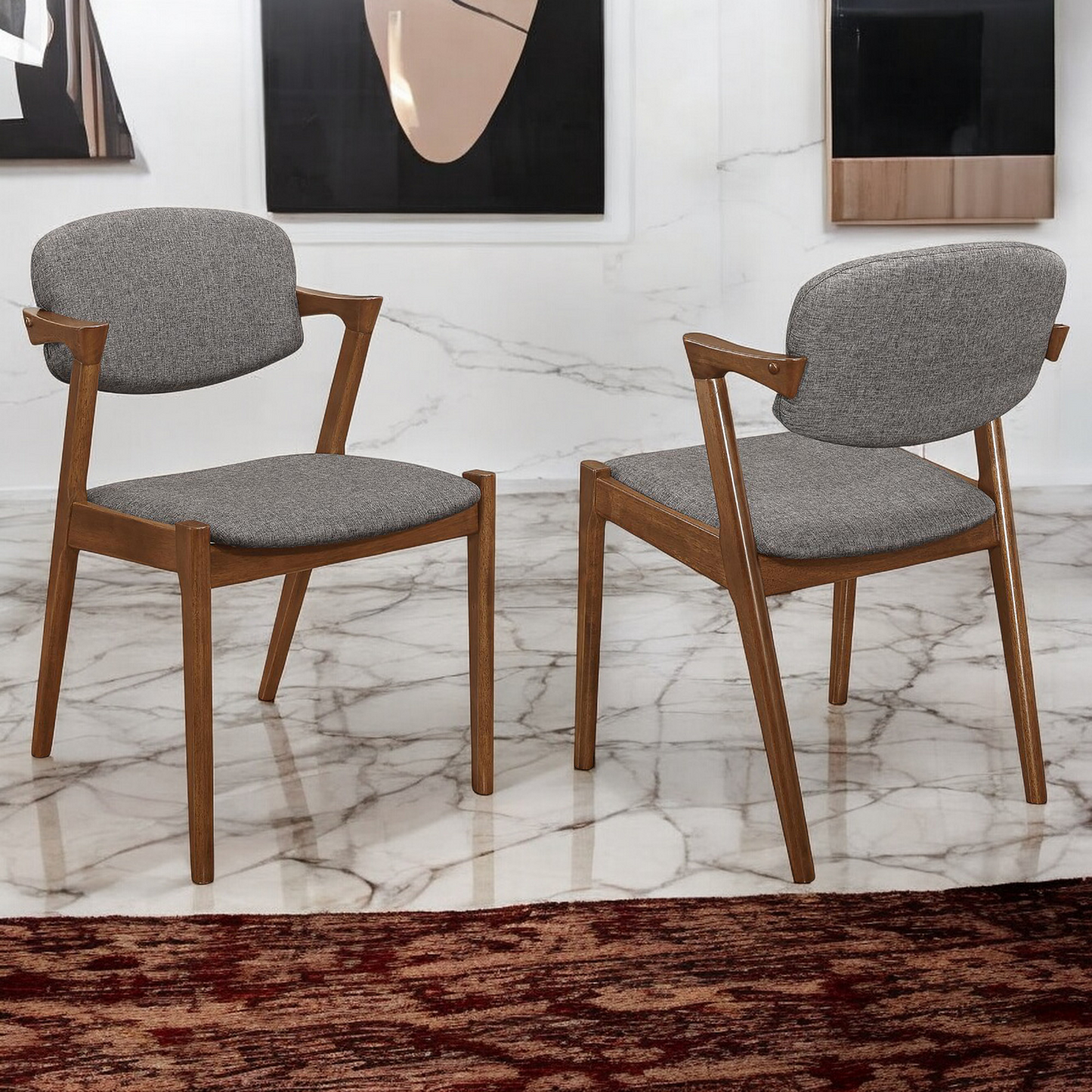 "JUNO" Dark Walnut Dining Chair in Mid-Century Modern(Set of 2)