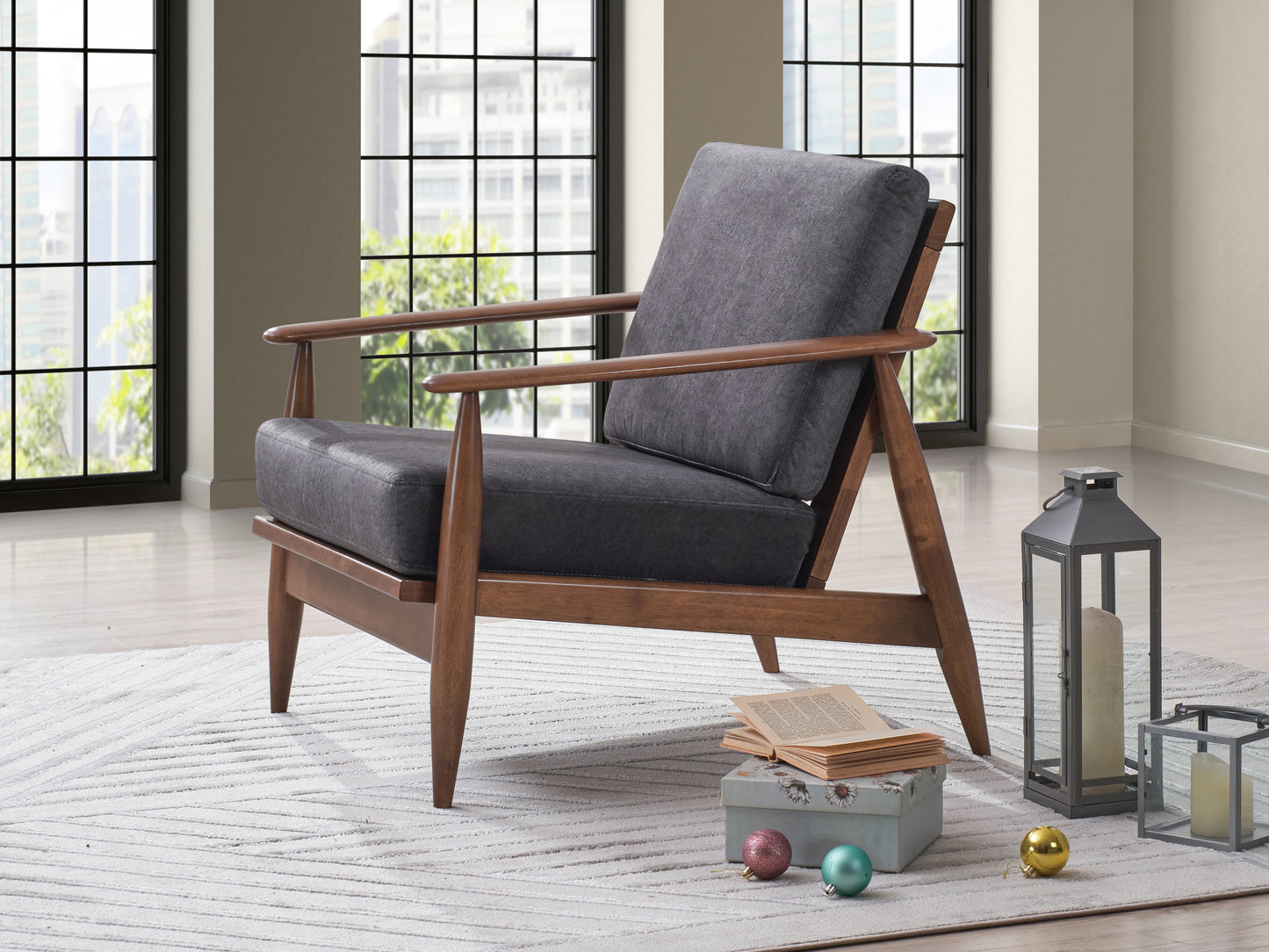 "PELINE" Accent Armchair in Charcoal Gray