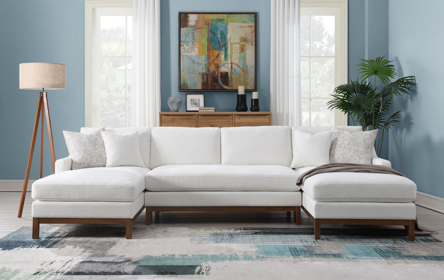 "TAHTA" Sectional Sofa in Ivory Chenille